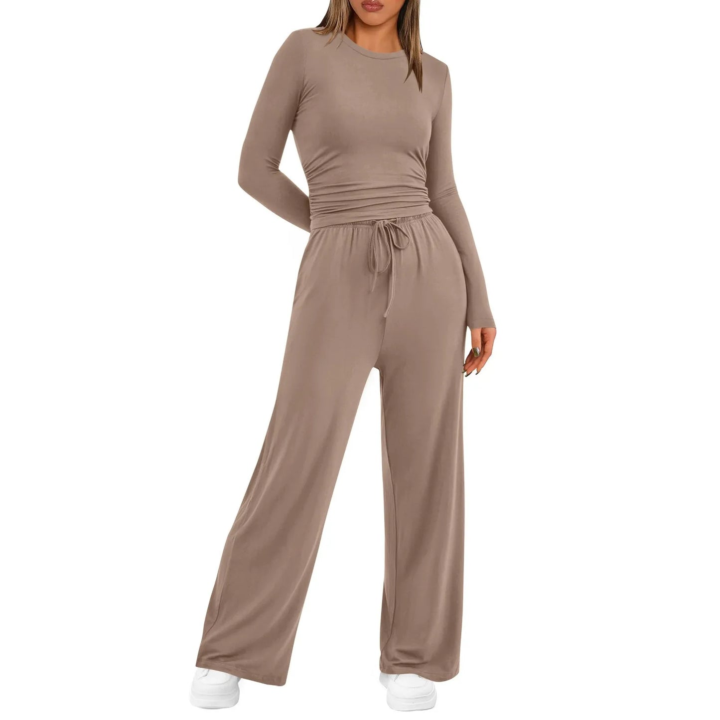 Two-piece Set Women's Tops Tee Shirts ,Wide Leg Pants Matching Sets