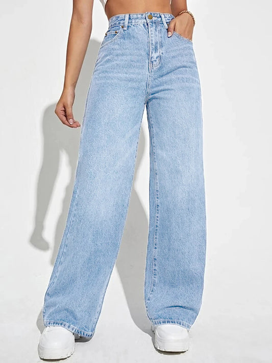 2025 new women's Mid-low baggy jeans