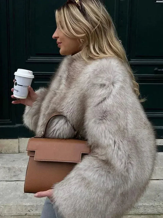 Fashion Fluffy Faux Fur Coat For Women